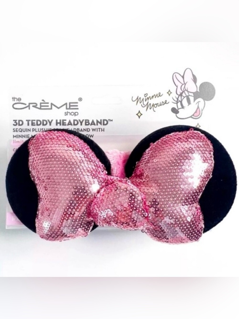 The Crème Shop Minnie Mouse Pink Sequin Bow 3D Teddy Headband
